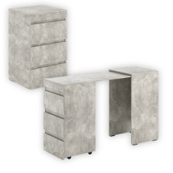 Biurko składane z szufladami Molli Beton jasny