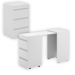 Folding Desk with Drawers Molli White