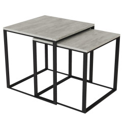 Stolik kawowy Loft zestaw 2w1 Beton jasny