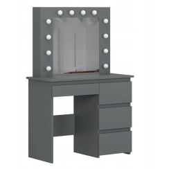 Toaletka z lustrem LED 12 i szufladami Beauty biurko kosmetyczne do makijażu Grafit
