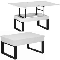 Lift-up extendable coffee table Domero 120×88 White