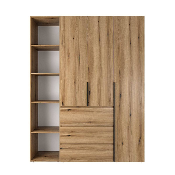 3-door wardrobe with 3 drawers and 5 shelves Averon №8 160x220x50 cm Oak Evoke Coast