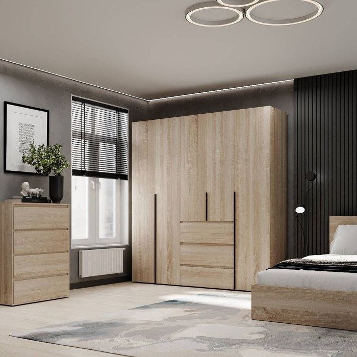 5-door wardrobe with 3 drawers Averon №4 200x220x50 cm Sonoma Oak