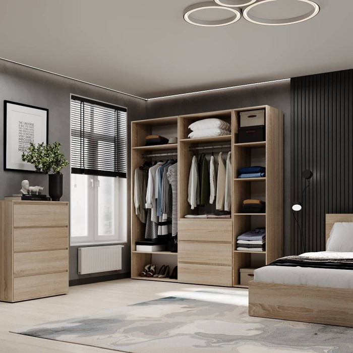 5-door wardrobe with 3 drawers Averon №4 200x220x50 cm Sonoma Oak