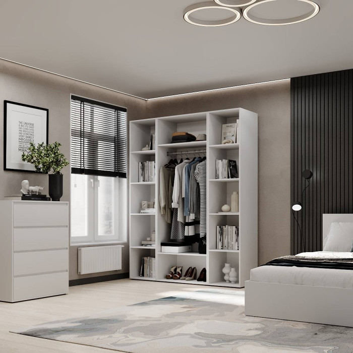 2-door wardrobe with 10 shelves Averon №15 160x220x50 cm White