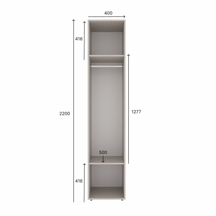 2-door wardrobe with hanging rail and shelves Averon №13 80x220x50 cm Oak Evoke Coast