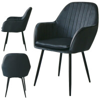 Dining chair Sułtan dark grey velvet with armrests