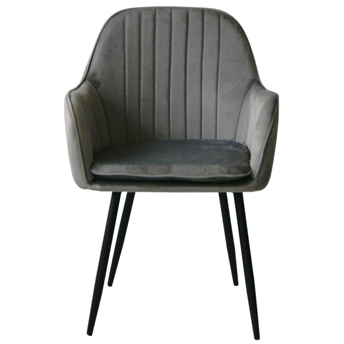 Dining chair Sułtan Light Gray velvet with armrests