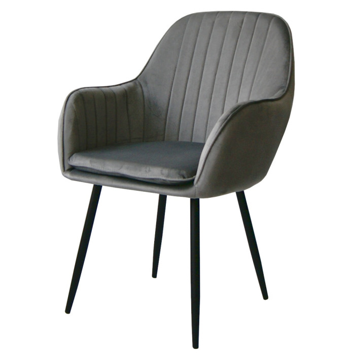 Dining chair Sułtan Light Gray velvet with armrests