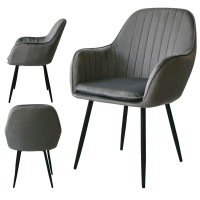 Dining chair Sułtan Light Gray velvet with armrests