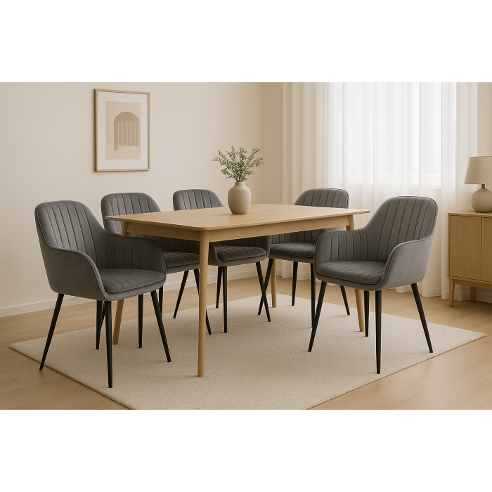 Dining chair Sułtan Light Gray velvet with armrests