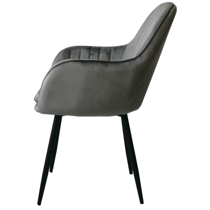 Dining chair Sułtan Light Gray velvet with armrests