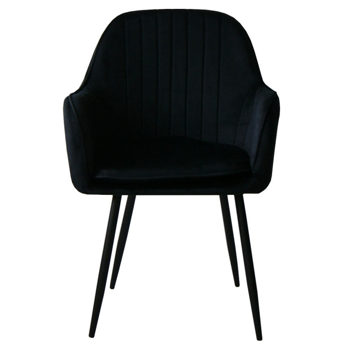 Dining chair Sułtan black velvet with armrests