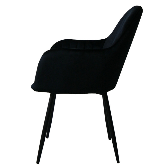 Dining chair Sułtan black velvet with armrests
