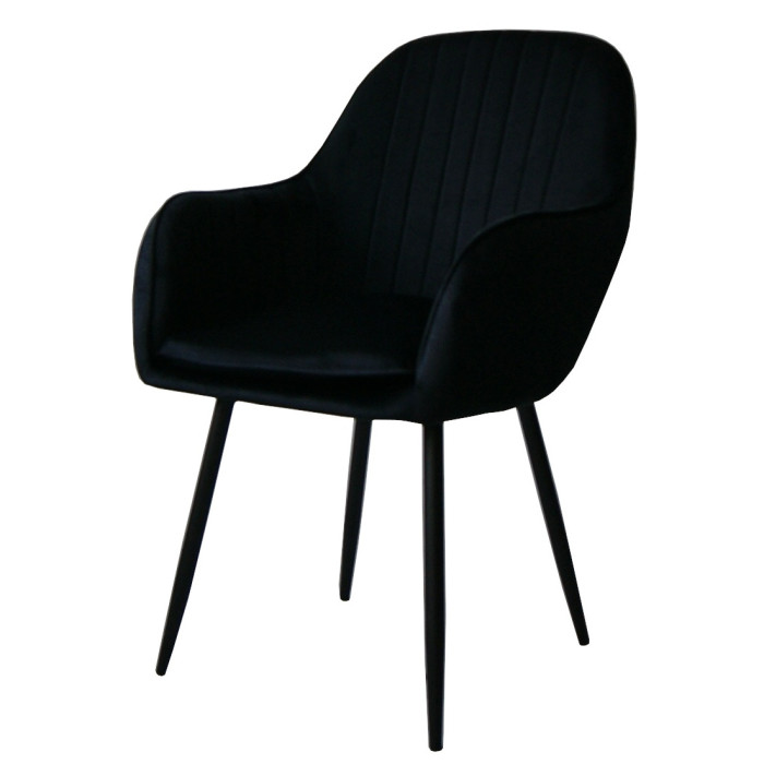 Dining chair Sułtan black velvet with armrests