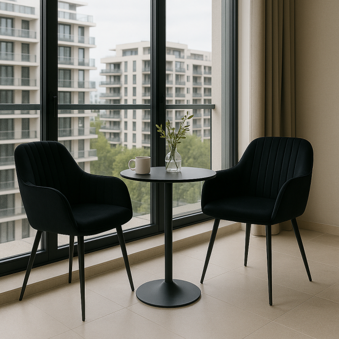 Dining chair Sułtan black velvet with armrests