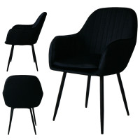 Dining chair Sułtan black velvet with armrests