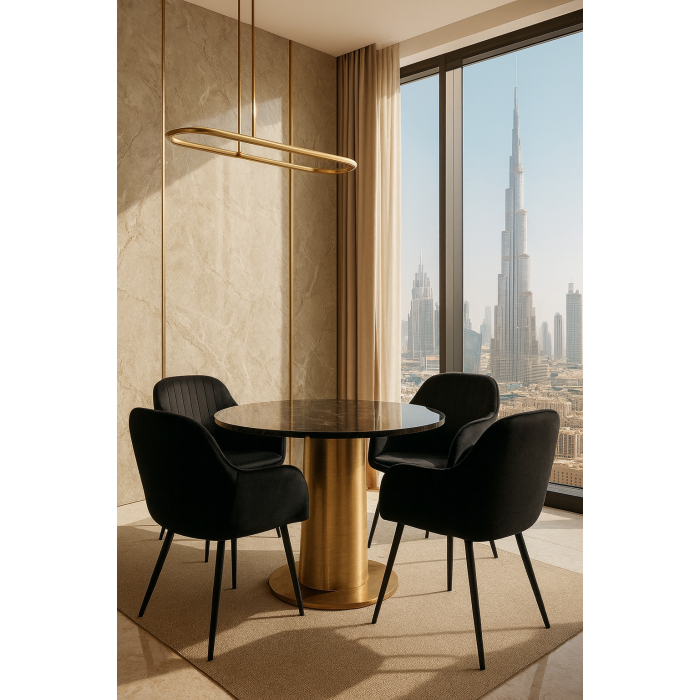 Dining chair Sułtan black velvet with armrests
