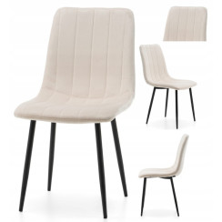 Krzesło do jadalni Kaviro beżowe welurowe bez podłokietników
