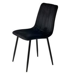 Krzesło do jadalni Kaviro czarne welurowe bez podłokietników