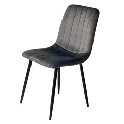 Krzesło do jadalni Kaviro Szare Ciemne welurowe bez podłokietników