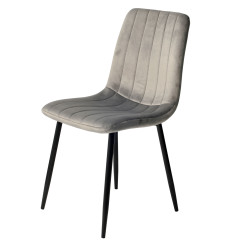 Krzesło do jadalni Kaviro Szare Jasne welurowe bez podłokietników