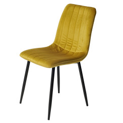 Krzesło do jadalni Kaviro Żółte welurowe bez podłokietników