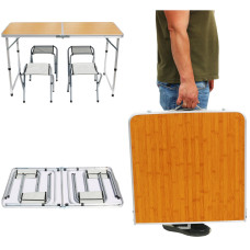 Set table suitcase folding garden with 4 stools