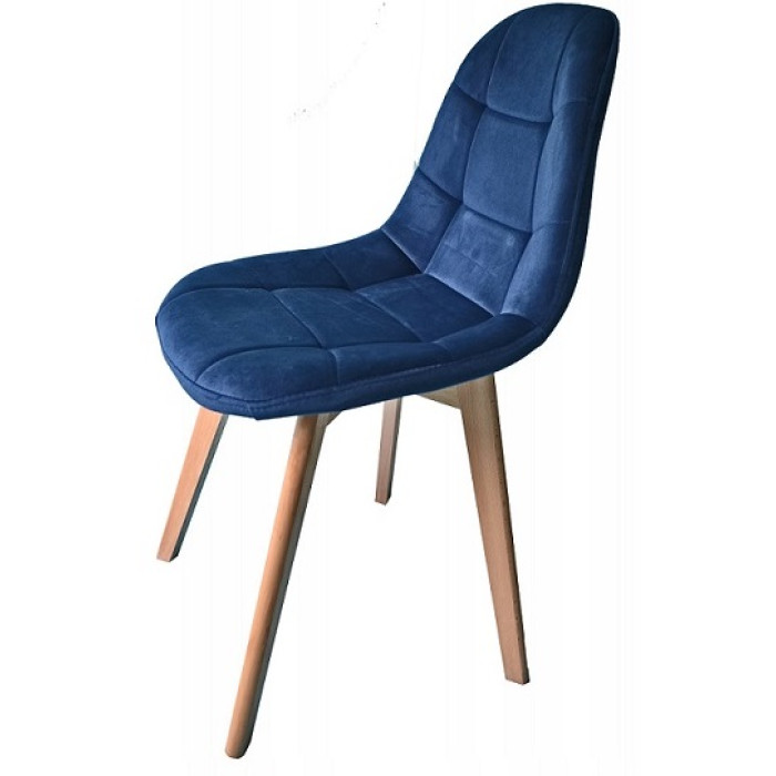 Dining chair Elvaro blue velvet without armrests