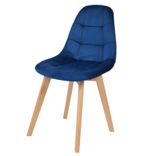 Dining chair Elvaro blue velvet without armrests