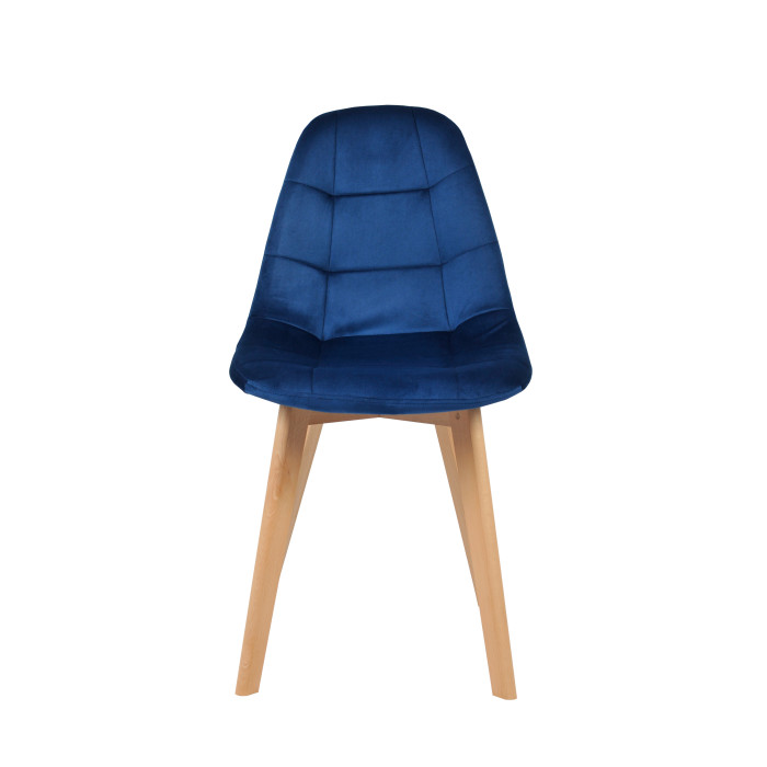 Dining chair Elvaro blue velvet without armrests
