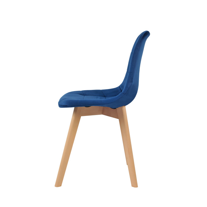 Dining chair Elvaro blue velvet without armrests