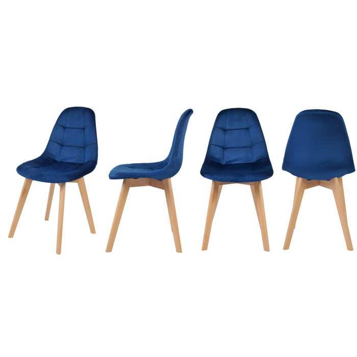 Dining chair Elvaro blue velvet without armrests
