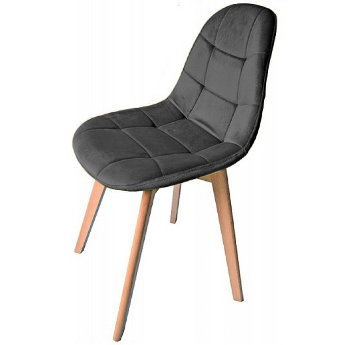 Dining chair Elvaro dark grey velvet without armrests