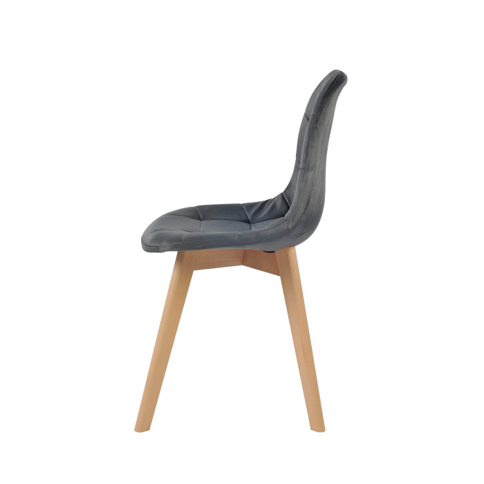 Dining chair Elvaro dark grey velvet without armrests