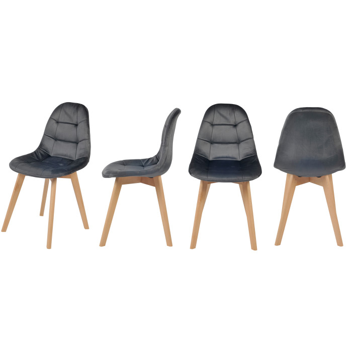 Dining chair Elvaro dark grey velvet without armrests