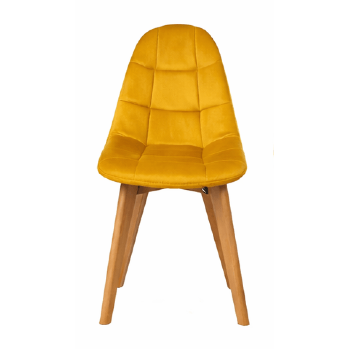 Dining chair Elvaro yellow velvet without armrests