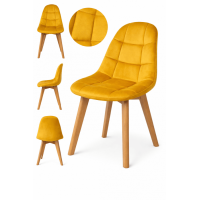 Dining chair Elvaro yellow velvet without armrests