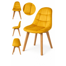 Dining chair Elvaro yellow velvet without armrests