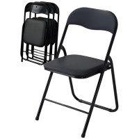 Korvin black metal folding chair upholstered with eco leather