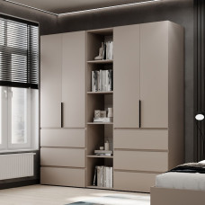 4-door wardrobe with 6 drawers and 5 shelves Averon №6 200x220x50 cm Cashmere