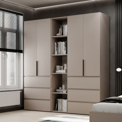4-door wardrobe with 6 drawers and 5 shelves Averon №6 200x220x50 cm Cashmere