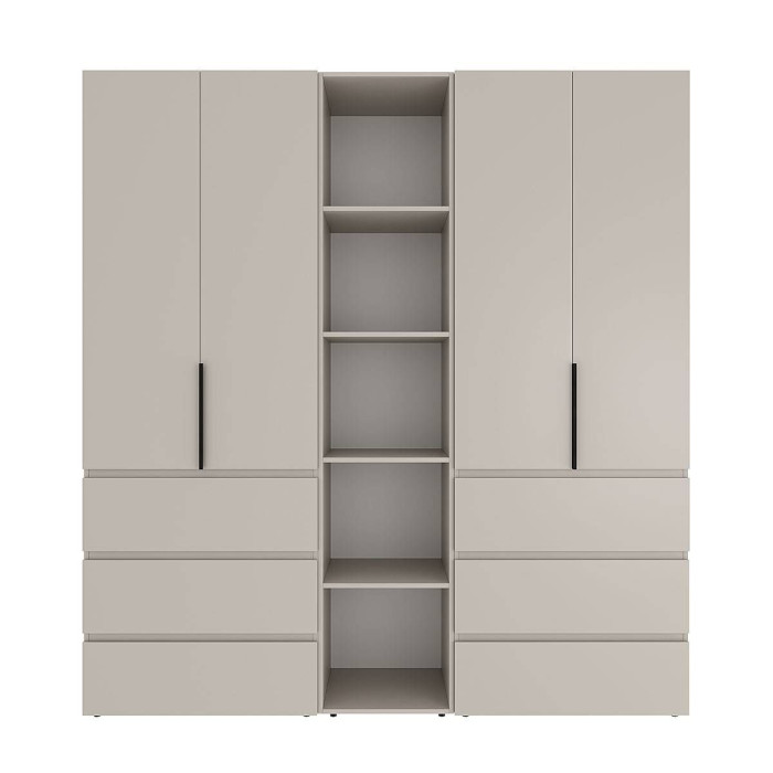 4-door wardrobe with 6 drawers and 5 shelves Averon №6 200x220x50 cm Cashmere