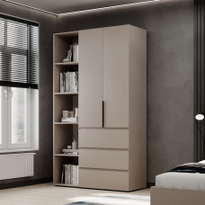 2-door wardrobe with 3 drawers and 5 shelves Averon No. 7 120x220x50 cm Cashmere