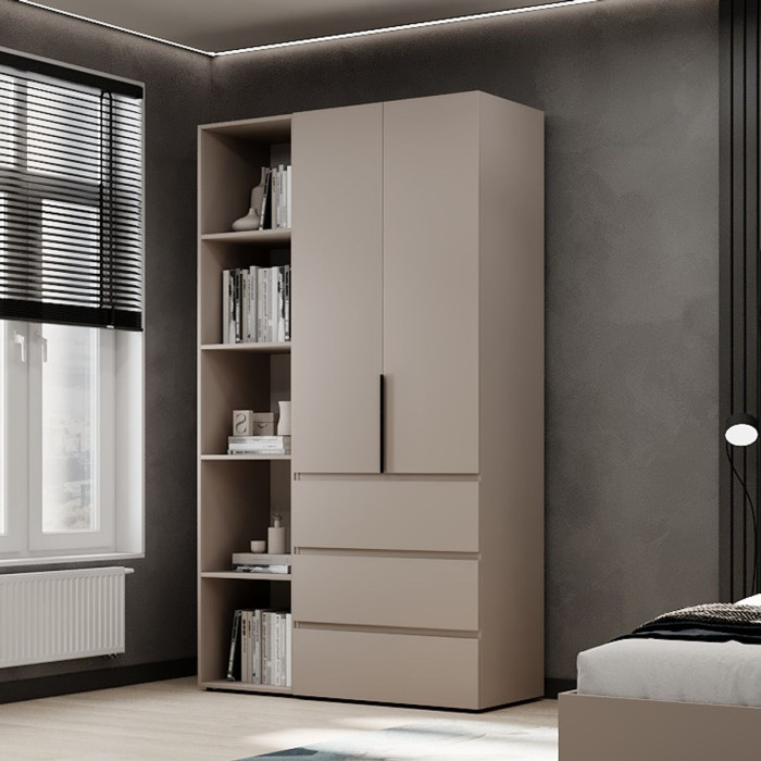 2-door wardrobe with 3 drawers and 5 shelves Averon No. 7 120x220x50 cm Cashmere