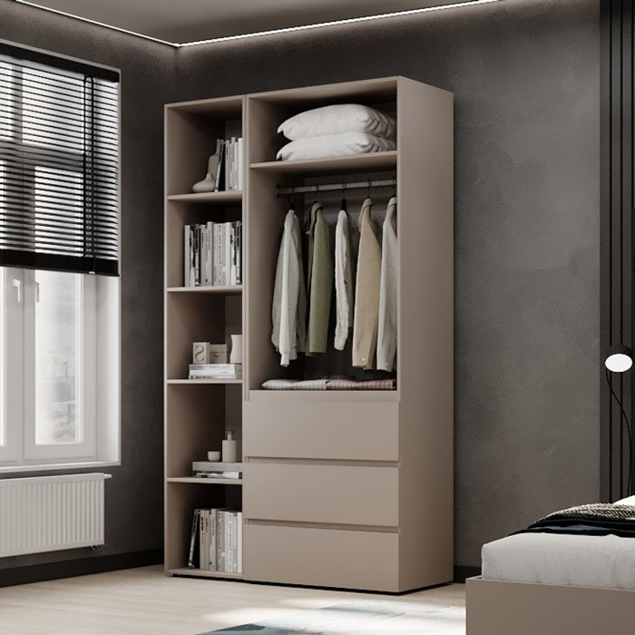 2-door wardrobe with 3 drawers and 5 shelves Averon No. 7 120x220x50 cm Cashmere
