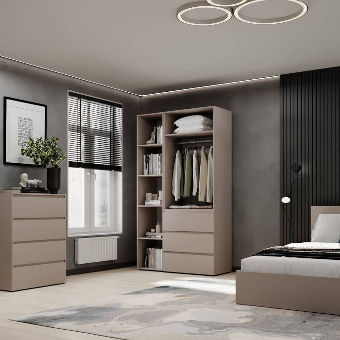 2-door wardrobe with 3 drawers and 5 shelves Averon No. 7 120x220x50 cm Cashmere