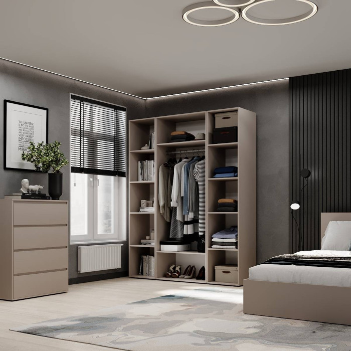 3-door wardrobe with 5 shelves Averon №16 160x220x50 cm Cashmere