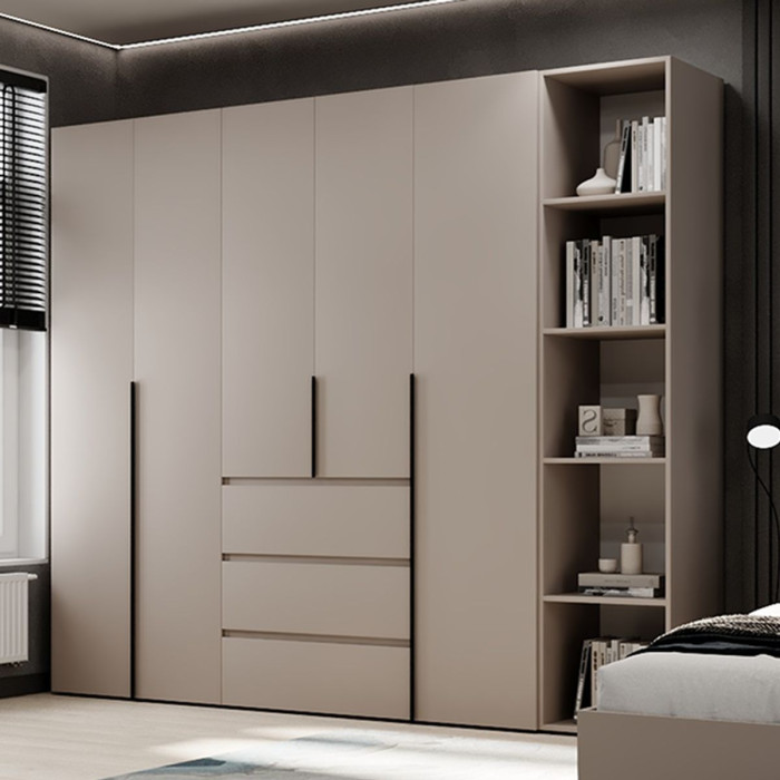 5-door wardrobe with 3 drawers and 5 shelves Averon №14 240x220x50 cm Cashmere