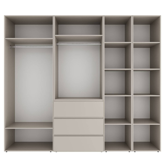 5-door wardrobe with 3 drawers and 5 shelves Averon №14 240x220x50 cm Cashmere